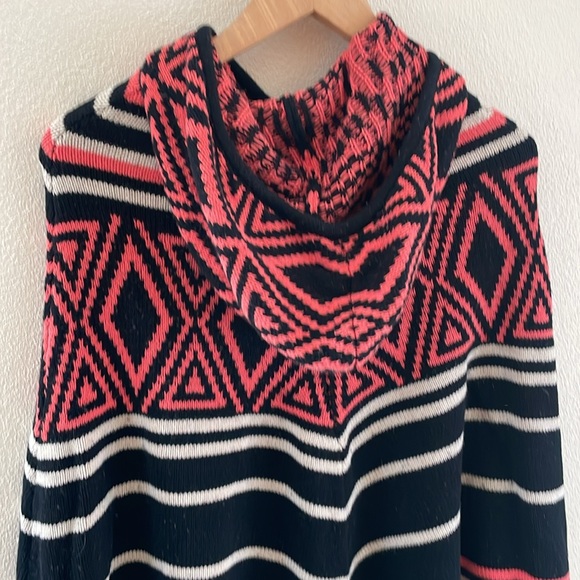 Volcom knit poncho with hood |orange and black | size XS - Picture 4 of 7